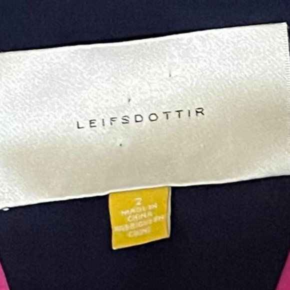 Leifsdottier Anthropologie Size 2 Silk Hot Pink Color Block Crewneck Asy… - Picture 4 of 5